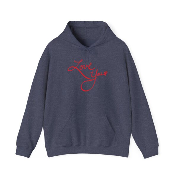 love you unisex hoodie, cozy gift for her, valentine's day sweatshirt, everyday casual apparel, comfortable layering