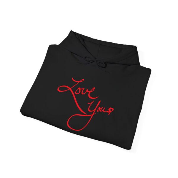 love you unisex hoodie, cozy gift for her, valentine's day sweatshirt, everyday casual apparel, comfortable layering