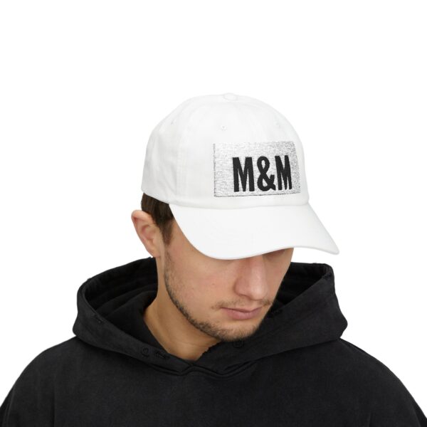 classic dad cap with m&m embroidery, casual summer hat, birthday gift for fathers, adjustable baseball cap, unisex fashion accessory