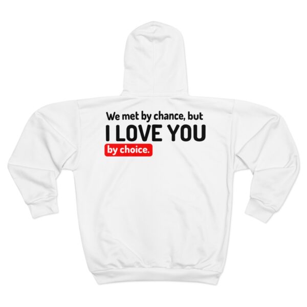 unisex zip hoodie – love by choice | couples anniversary gift, casual hooded sweatshirt, everyday comfort wear