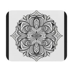 mandala mouse pad creative desk accessory, stylish gift for artists, home office decor, black and white design, perfect for students