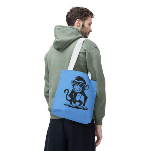 cool monkey tote bag for fun adventures, beach days, or grocery runs, gift for animal lovers, summer vibes, aop style