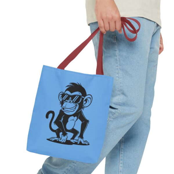 cool monkey tote bag for fun adventures, beach days, or grocery runs, gift for animal lovers, summer vibes, aop style