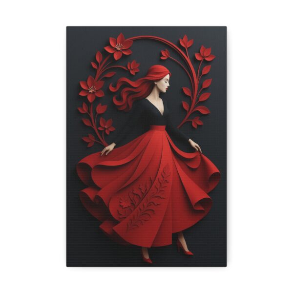 Elegant Red Floral Paper Art Woman – Modern Wall Art Print