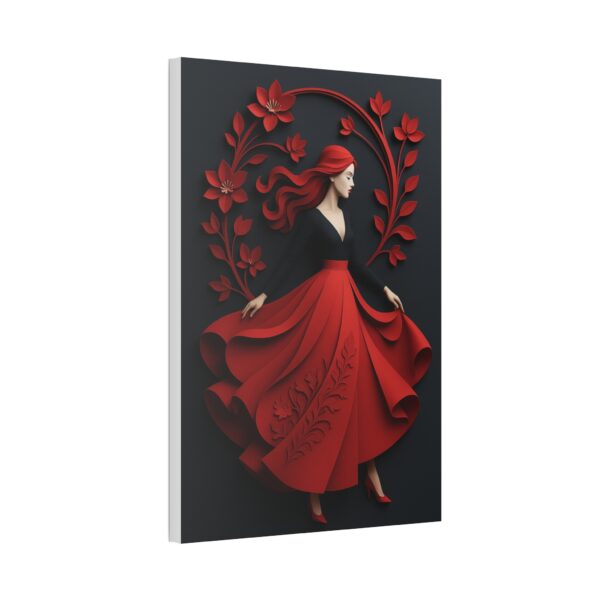 Elegant Red Floral Paper Art Woman – Modern Wall Art Print - Image 3